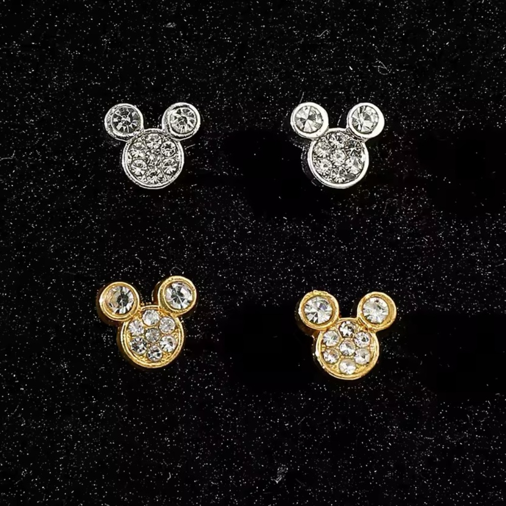 Gold Filled Mickey Mouse Cubic Zirconia Earrings